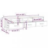 HAMAR sötétszürke tömör fenyőfa TV-szekrény 158 x 40 x 40 cm