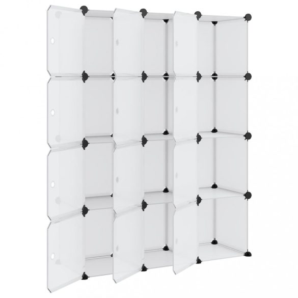 átlátszó PP tárolókocka-rendszerező 12 kockával és ajtókkal