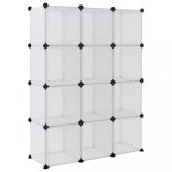 átlátszó PP tárolókocka-rendszerező 12 kockával és ajtókkal