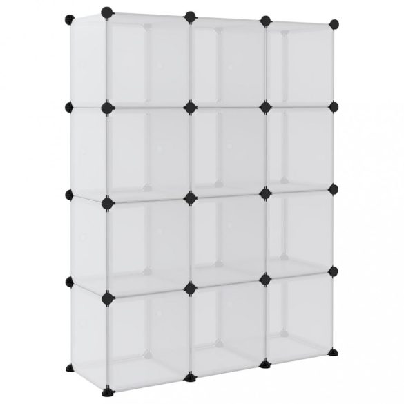 átlátszó PP tárolókocka-rendszerező 12 kockával és ajtókkal