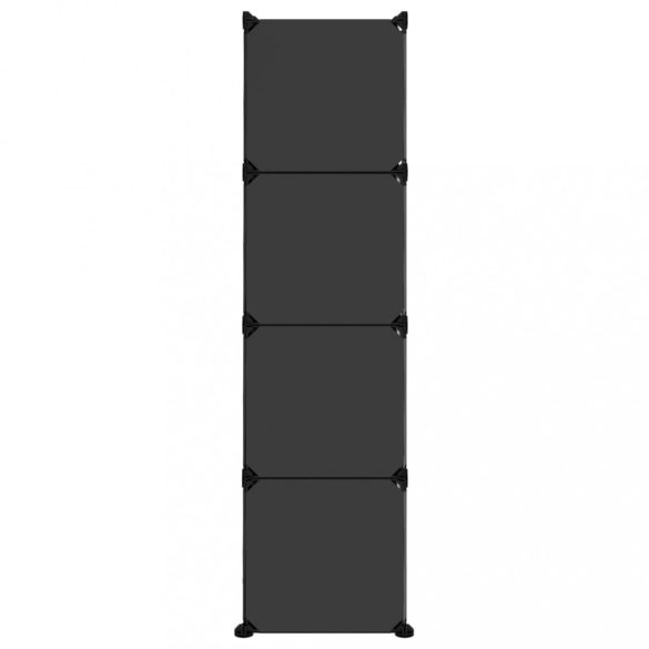 fekete polipropilén tárolókocka 12 db kockával és ajtókkal