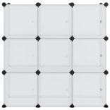 átlátszó PP tárolókocka-rendszerező 9 kockával és ajtókkal