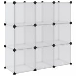 átlátszó PP tárolókocka-rendszerező 9 kockával és ajtókkal