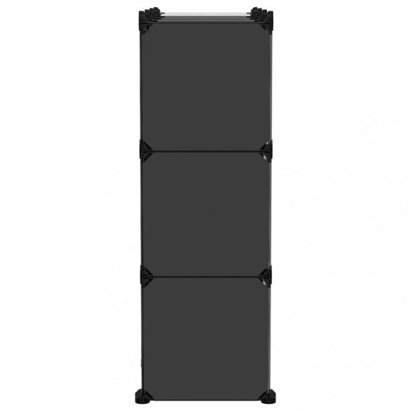 fekete polipropilén tárolókocka 9 db kockával és ajtókkal