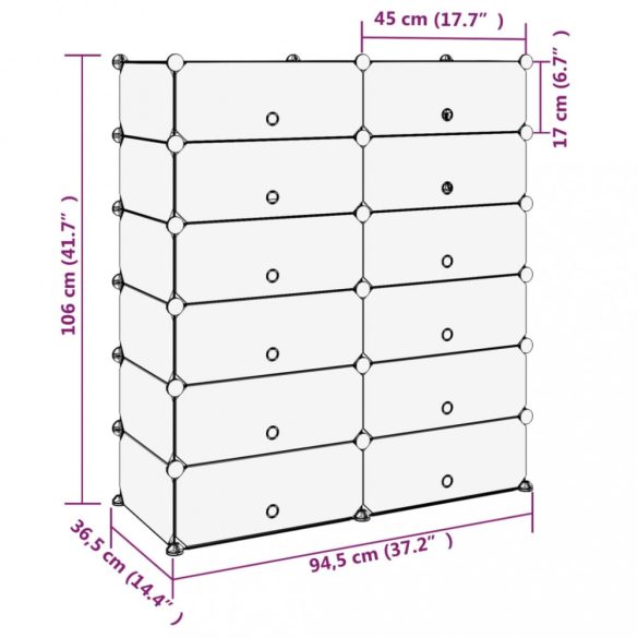fekete polipropilén cipőtartó 94,5x36,5x106 cm