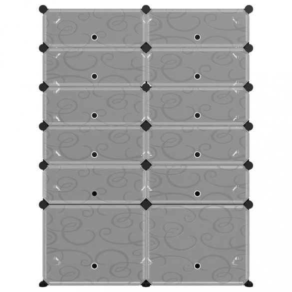 fekete polipropilén cipőtartó 94 x 37 x 125 cm