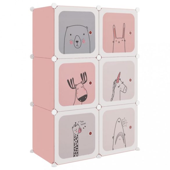 rózsaszín polipropilén tárolókocka gyerekeknek 6 kockával