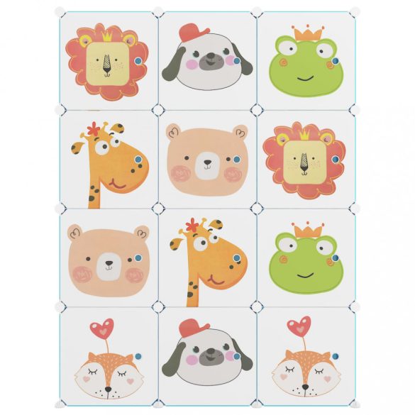 zöld polipropilén tárolókocka gyerekeknek 12 kockával