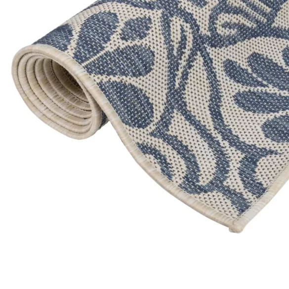 kék mintás lapos szövésű kültéri szőnyeg 80 x 250 cm