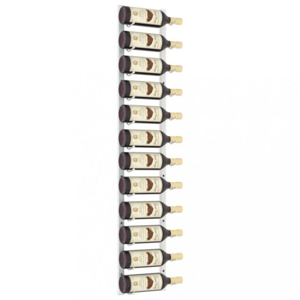 fehér vas falra szerelhető bortartó állvány 12 palacknak