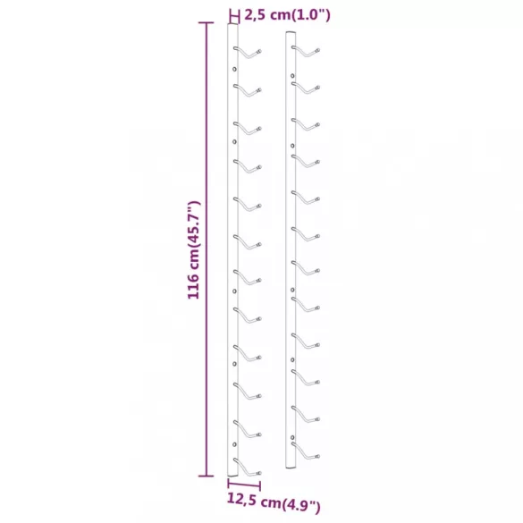 arany vas falra szerelhető bortartó állvány 12 palacknak