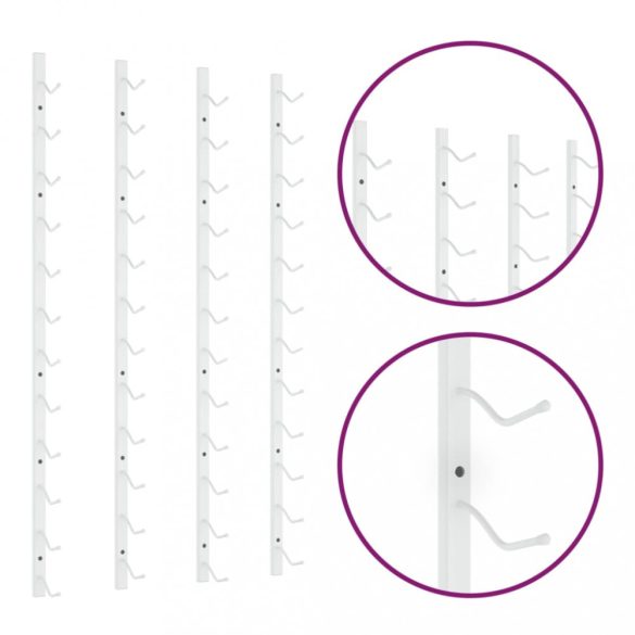 2 db fehér vas falra szerelhető bortartó állvány 12 palacknak