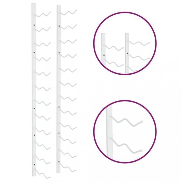 fehér vas falra szerelhető bortartó állvány 24 palacknak