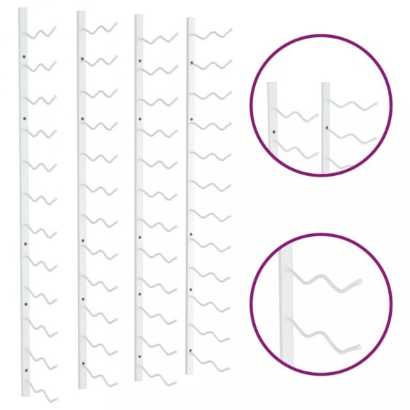 2 db fehér vas falra szerelhető bortartó állvány 24 palacknak