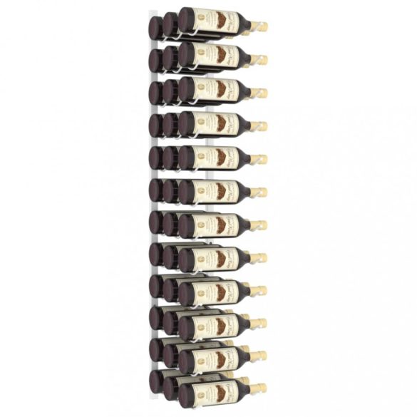 fehér vas falra szerelhető bortartó állvány 36 palacknak