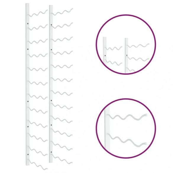 fehér vas falra szerelhető bortartó állvány 36 palacknak