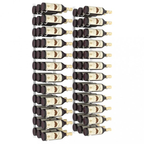 2 db fehér vas falra szerelhető bortartó állvány 36 palacknak