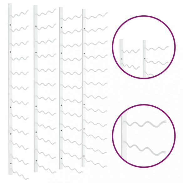 2 db fehér vas falra szerelhető bortartó állvány 36 palacknak