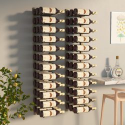  2 db arany vas falra szerelhető bortartó állvány 36 palacknak
