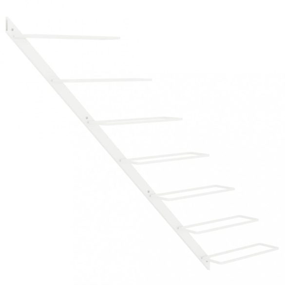 fehér fém falra szerelhető bortartó állvány 7 palacknak