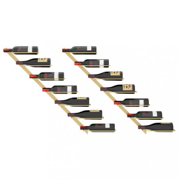 2 db arany fém falra szerelhető bortartó állvány 7 palacknak