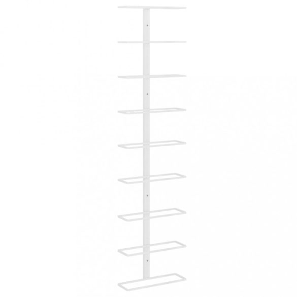 fehér vas falra szerelhető bortartó állvány 9 palacknak