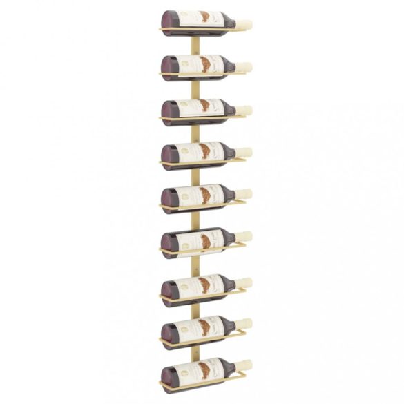 arany vas falra szerelhető bortartó állvány 9 palacknak