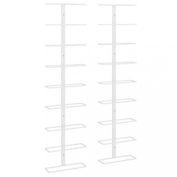 2 db fehér vas falra szerelhető bortartó állvány 9 palacknak