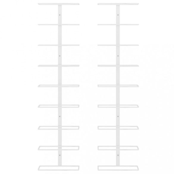 2 db fehér vas falra szerelhető bortartó állvány 9 palacknak