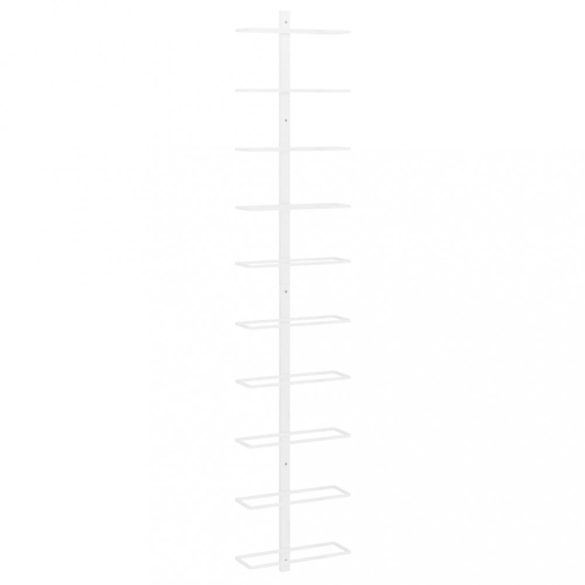 fehér fém falra szerelhető bortartó állvány 10 palacknak