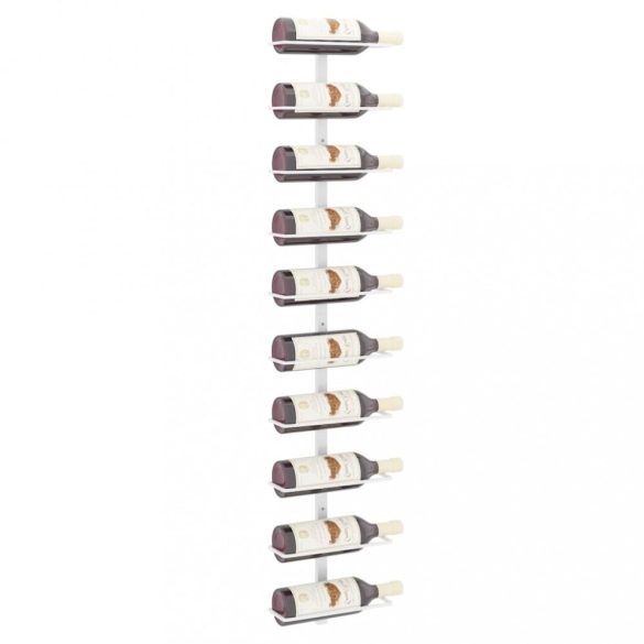 fehér fém falra szerelhető bortartó állvány 10 palacknak