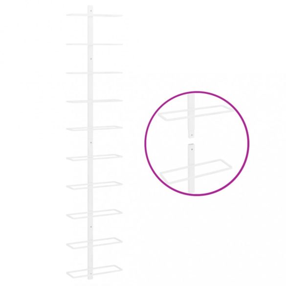 fehér fém falra szerelhető bortartó állvány 10 palacknak