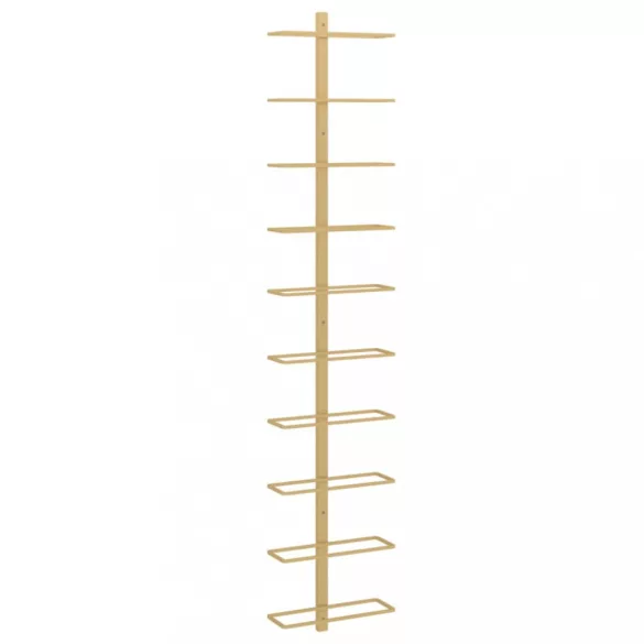 arany fém falra szerelhető bortartó állvány 10 palacknak