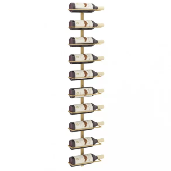 arany fém falra szerelhető bortartó állvány 10 palacknak