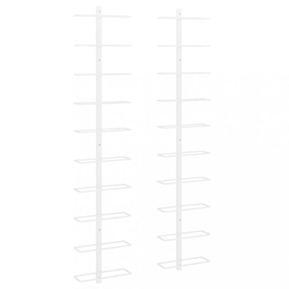 fehér fém falra szerelhető bortartó állvány 10 palacknak