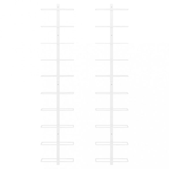 fehér fém falra szerelhető bortartó állvány 10 palacknak