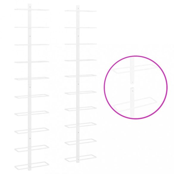 fehér fém falra szerelhető bortartó állvány 10 palacknak