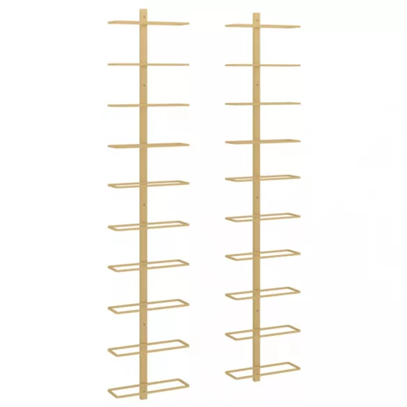 arany fém falra szerelhető bortartó állvány 10 palacknak