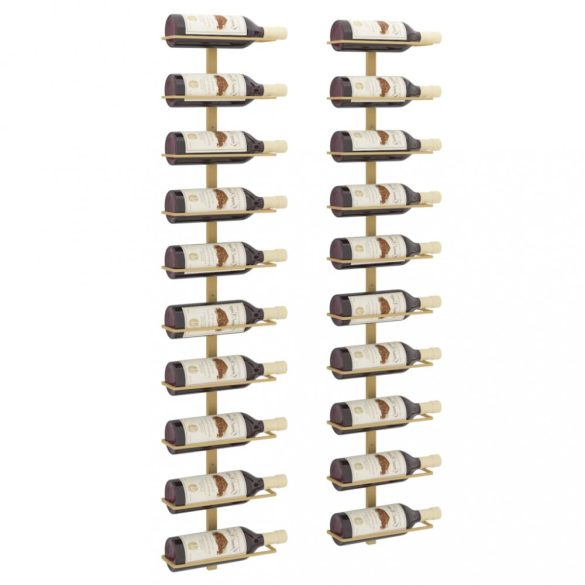 arany fém falra szerelhető bortartó állvány 10 palacknak