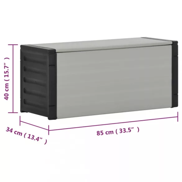 szürke kerti szemetesláda 85 x 34 x 40 cm