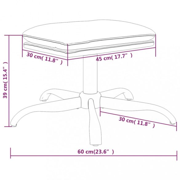 barna szövet és műbőr lábzsámoly 60x60x36 cm