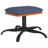 kék szövet és műbőr lábzsámoly 60x60x36 cm