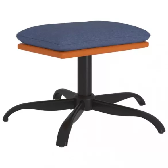 kék szövet és műbőr lábzsámoly 60x60x36 cm