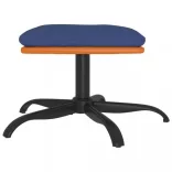 kék szövet és műbőr lábzsámoly 60x60x36 cm