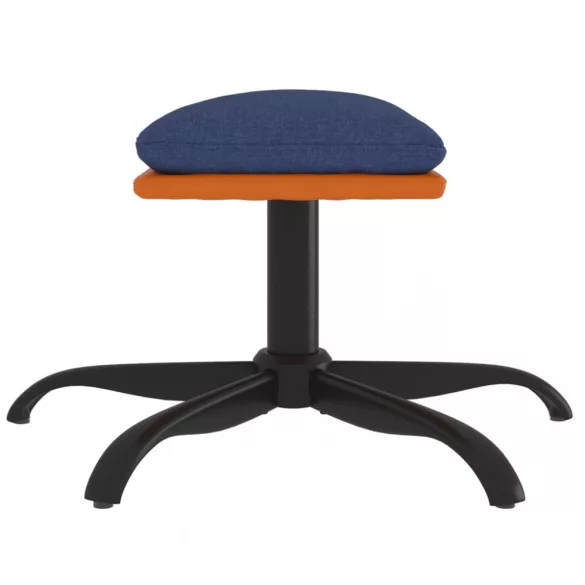 kék szövet és műbőr lábzsámoly 60x60x36 cm