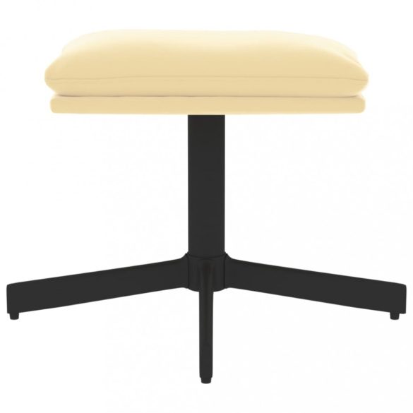 krémfehér bársony lábzsámoly 60x60x36 cm