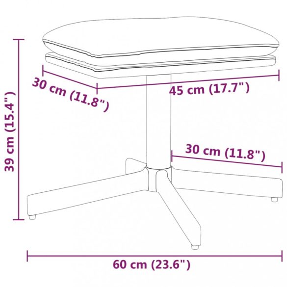 krémfehér bársony lábzsámoly 60x60x36 cm