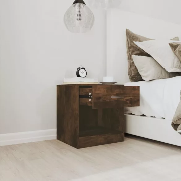 2 db füstös tölgy színű éjjeliszekrény fiókkal