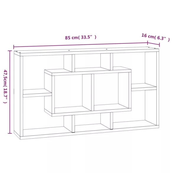 barna tölgyszínű 8-rekeszes bemutatópolc