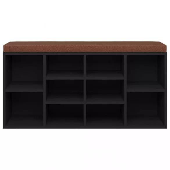 fekete szerelt fa cipőtároló pad 103x30x48 cm